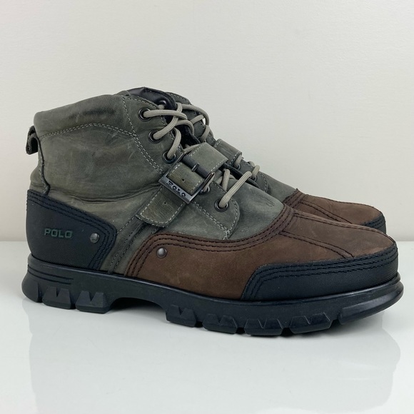 Polo Ralph Lauren Other - Vintage Polo Ralph Lauren Men’s Gray & Brown Leather Ankle Duck Boots Size 13 D